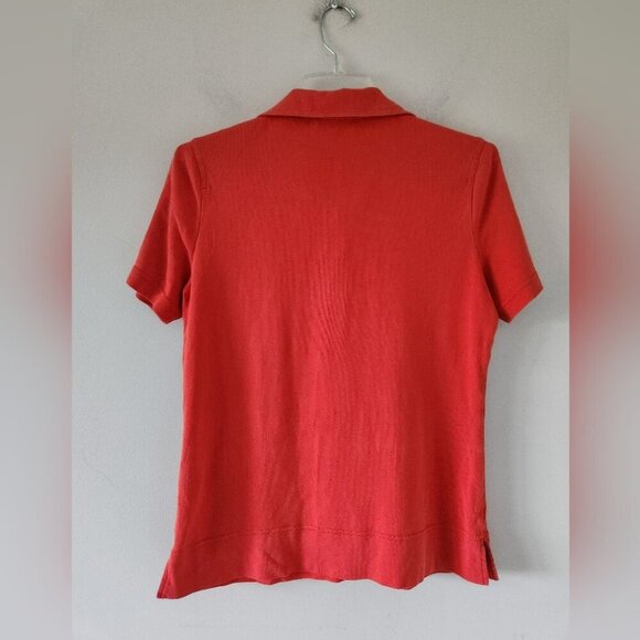 TORY BURCH | Lennox Terry Cloth Polo In Poppy Red Sz L - Picture 2 of 8